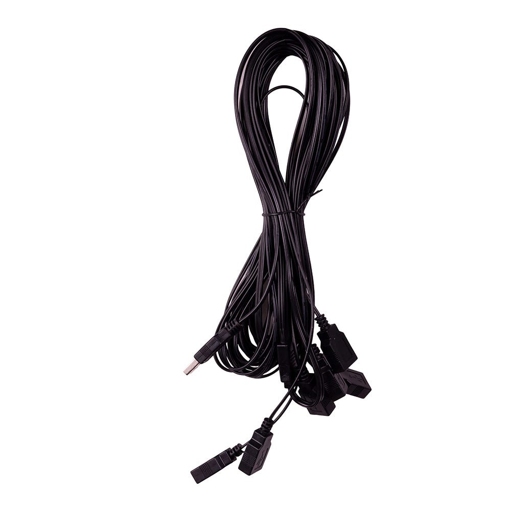 Kurt Adler 6-Foot USB Power Extension Cord+ with Black Wire and 6 Ports USB0017